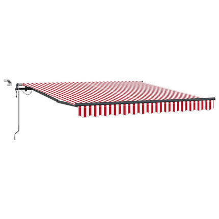 Utdragbar markis Röd och Vit 350 x 250 cm Polyester