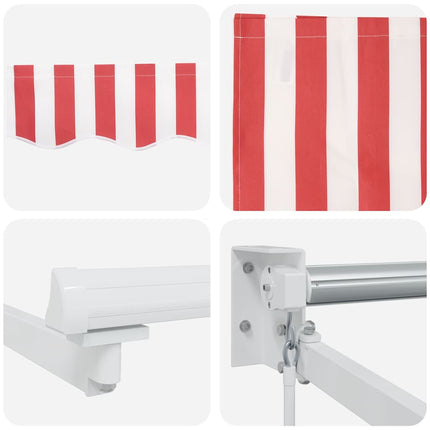 Utfällbar markis Röd och Vit 350 x 250 cm