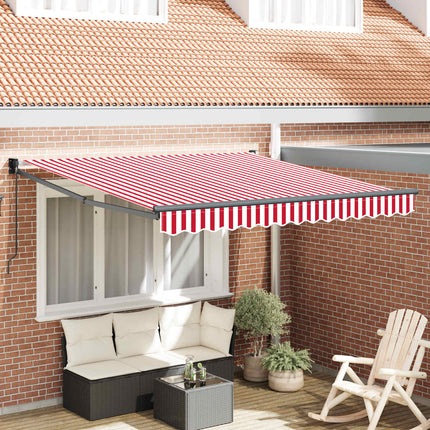 Utfällbar markis Röd och Vit 350 x 250 cm