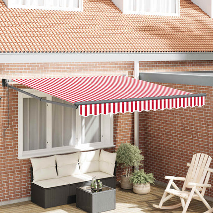 Utfällbar markis Röd och Vit 350 x 250 cm
