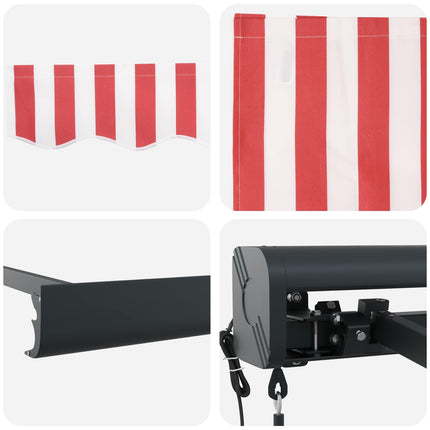 Markis Röd och Vit 350 x 250 x 165 cm Polyester och aluminium