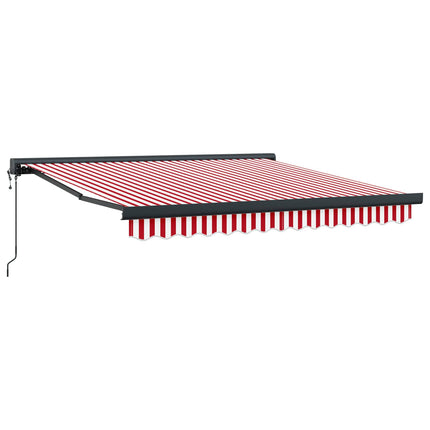 Utdragbar markis Röd och Vit 350 x 250 x 165 cm Tyg och Metall