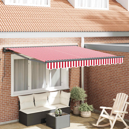 Markisram Röd och Vit 350 x 250 cm Polyester med PU-beläggning