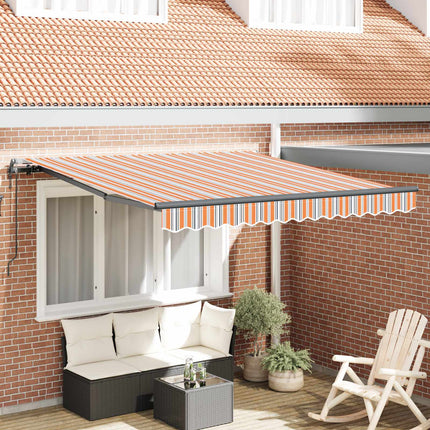 Utdragbar markis Flerfärgsdesign 350 x 250 cm Duk och Aluminium