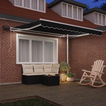Utdragbar markis Svart 350 x 250 cm Duk och Aluminium