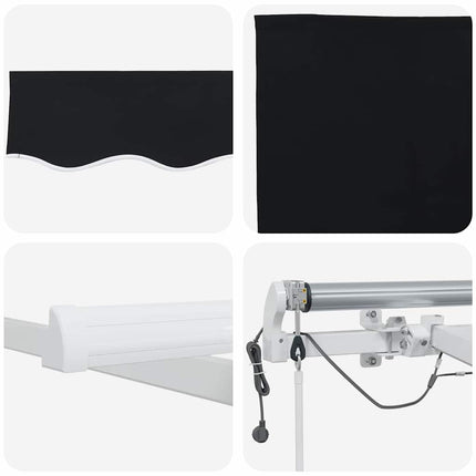 Utfällbar markis Svart 350 x 250 cm Polyester och metall