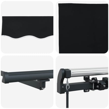 Utfällbar markis Svart 350 x 250 cm Polyester och Stål