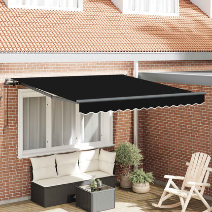 Utdragbar markis Svart 350 x 250 cm Polyester och aluminium