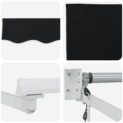 Utfällbar markis Svart 350 x 250 cm tyg