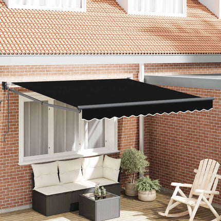 Utfällbar markis Svart 350 x 250 cm Polyester och aluminium