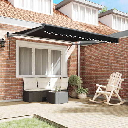 Utdragbar markis Svart 350 x 250 cm Polyester och metall