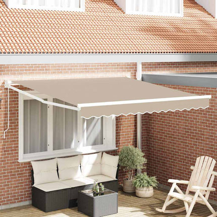 Utfällbar markis Beige 350 x 250 cm Polyester och aluminium