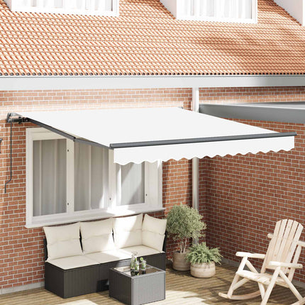Utdragbar markis Vit 350 x 250 cm Polyester och aluminium