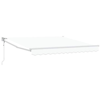 Utdragbar markis Vit 350 x 250 cm Polyester och metall