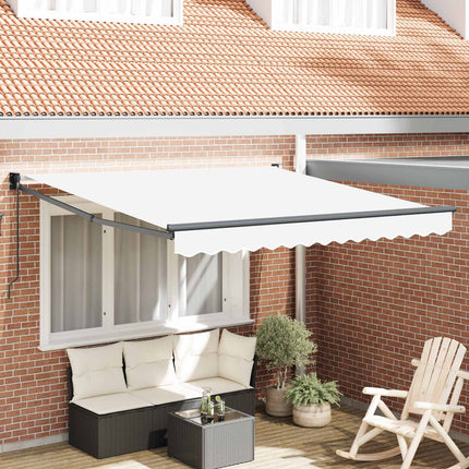 Utdragbar markis Vit 350 x 250 cm 100% Polyester och Aluminium