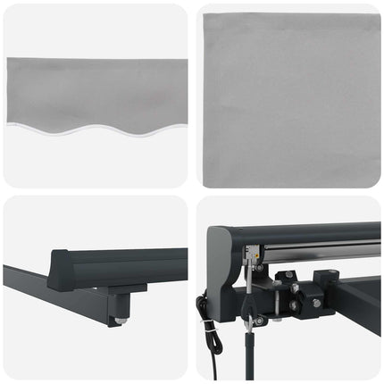 Markisram Ljusgrå 350 x 250 cm Polyester med PU-beläggning