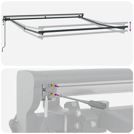 Markisram Ljusgrå 350 x 250 cm Polyester med PU-beläggning