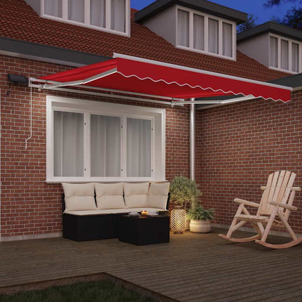 Utfällbar markis Röd 350 x 250 cm Tyger och Stål