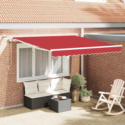 Utfällbar markis Röd 350 x 250 cm Polyester och metall