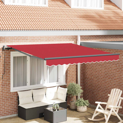 Utfällbar markis Röd 350 x 250 cm Duk och Aluminium