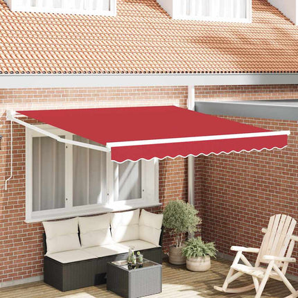 Utfällbar markis Röd 350 x 250 cm Polyester och aluminium