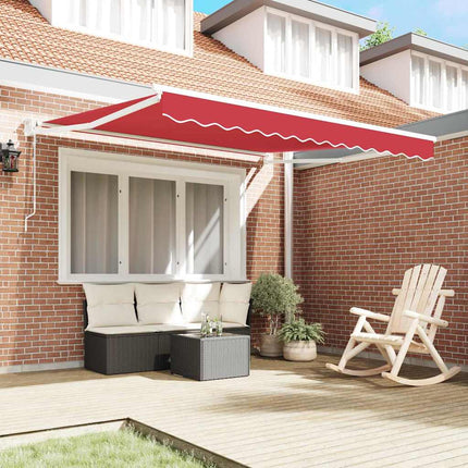 Utfällbar markis Röd 350 x 250 cm Polyester och aluminium