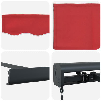 Utfällbar markis Röd 350 x 250 cm Tyg och Metall