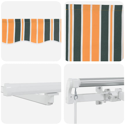 Utdragbar markis Grön och gul 350 x 250 cm Duk och Aluminium