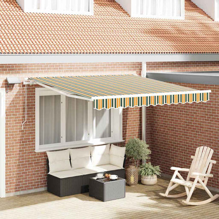 Utdragbar markis Grön och gul 350 x 250 cm Duk och Aluminium