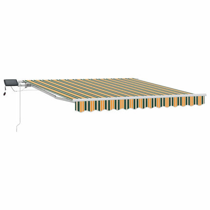 Utdragbar markis Grön och gul 350 x 250 cm Duk och Aluminium