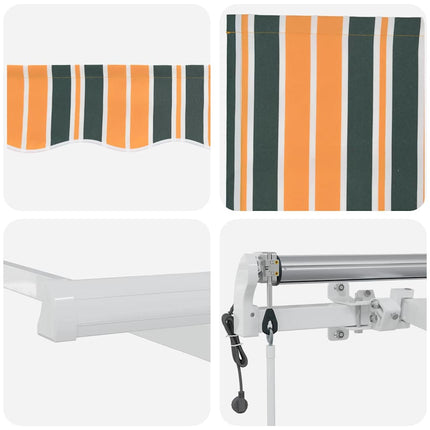 Utdragbar markis Grön och gul 350 x 250 cm Duk och Aluminium