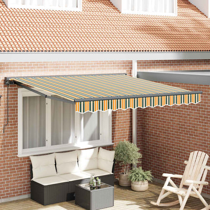 Markisram Grön och Gul 350 x 250 cm Polyester med PU-beläggning