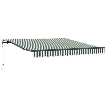 Utfällbar markis Grön och Vit 350 x 250 cm Duk och Aluminium
