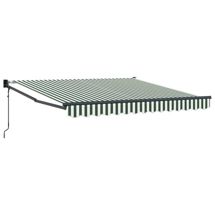 Utdragbar markis Grön och Vit 350 x 250 cm Polyester och metall