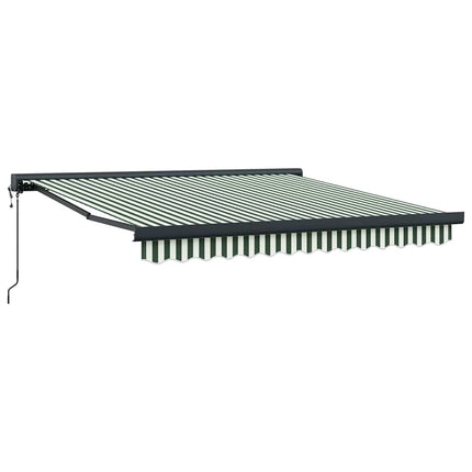 Utdragbar markis Grön och Vit 350 x 250 x 165 cm Tyg och Metall
