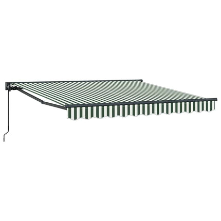 Markisram Grön och Vit 350 x 250 cm Polyester med PU-beläggning