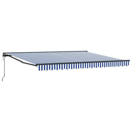 Markisram Blå och Vit 400 × 300 cm Polyester med PU-beläggning