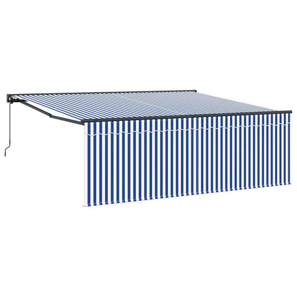Utdragbar markis Blå och Vit 400 × 300 cm