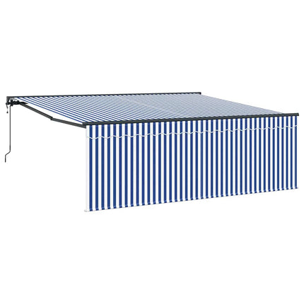 Utdragbar markis Blå och Vit 400 × 300 cm