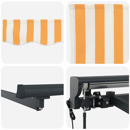 Markisram Gul och Vit 400 × 300 cm Polyester med PU-beläggning