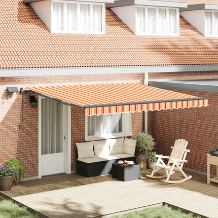 Utdragbar markis Gul och Orange 400 × 300 cm Duk och Aluminium