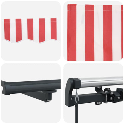 Utfällbar markis Röd och Vit 400 × 300 cm Polyester och Stål
