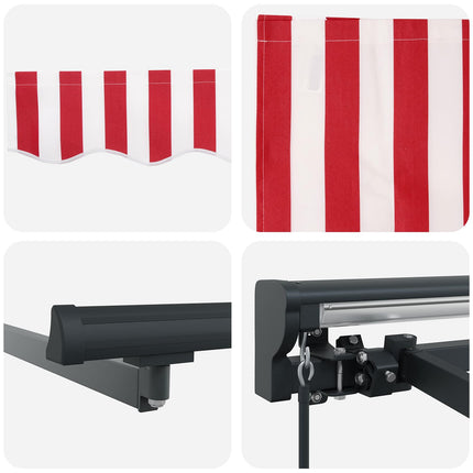 Markisram Röd och Vit 400 × 300 cm Polyester med PU-beläggning