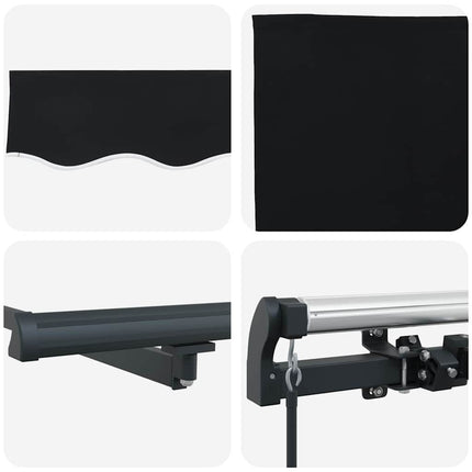 Utfällbar markis Svart 400 × 300 cm Polyester och Stål