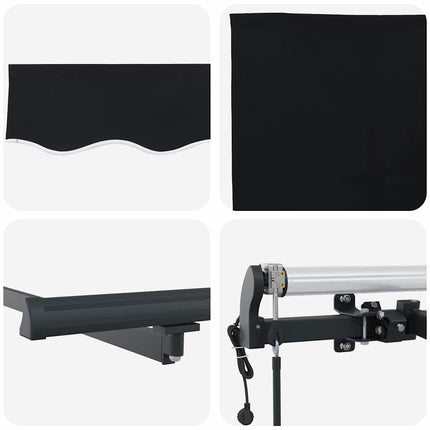 Utfällbar markis Svart 400 × 300 cm Duk och Aluminium