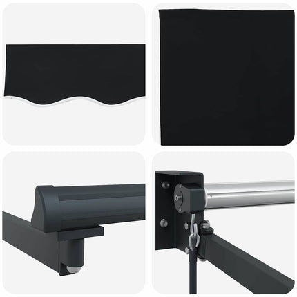 Utfällbar markis Svart 400 × 300 cm Polyester och aluminium