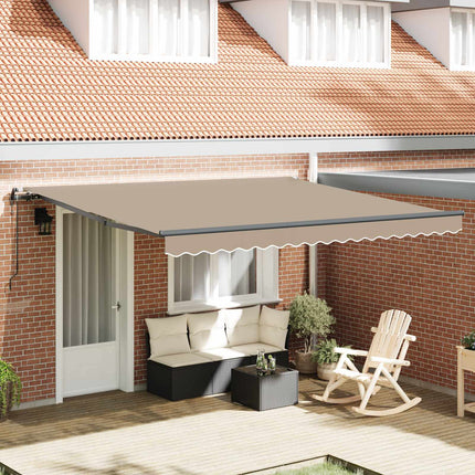 Utfällbar markis Beige 400 × 300 cm Duk och Aluminium