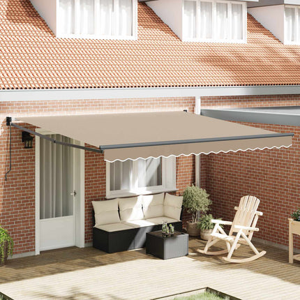 Utfällbar markis Beige 400 × 300 cm Polyester och aluminium