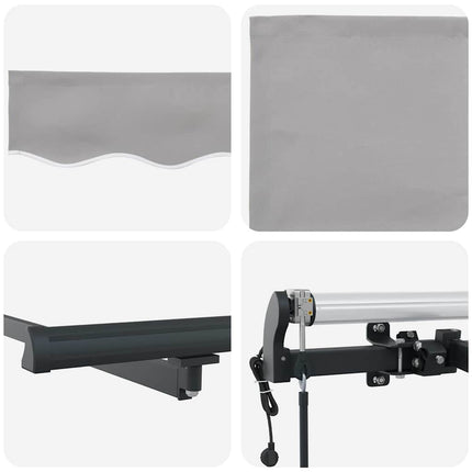 Utdragbar markis Ljusgrå 400 × 300 cm Duk och Aluminium