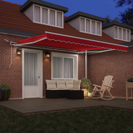 Utfällbar markis Röd 400 × 300 cm Polyester och metall